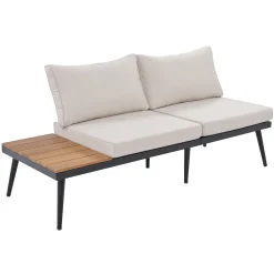 Walker Edison | 6-Piece Outdoor Sectional Sofa Set with Nesting Coffee Tables Beige