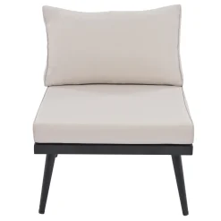 Walker Edison | 6-Piece Outdoor Sectional Sofa Set with Nesting Coffee Tables Beige