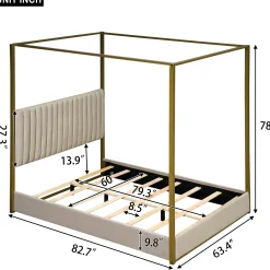 Walker Edison | Queen Size Upholstery Canopy Platform Bed