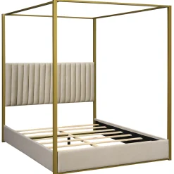 Walker Edison | Queen Size Upholstery Canopy Platform Bed