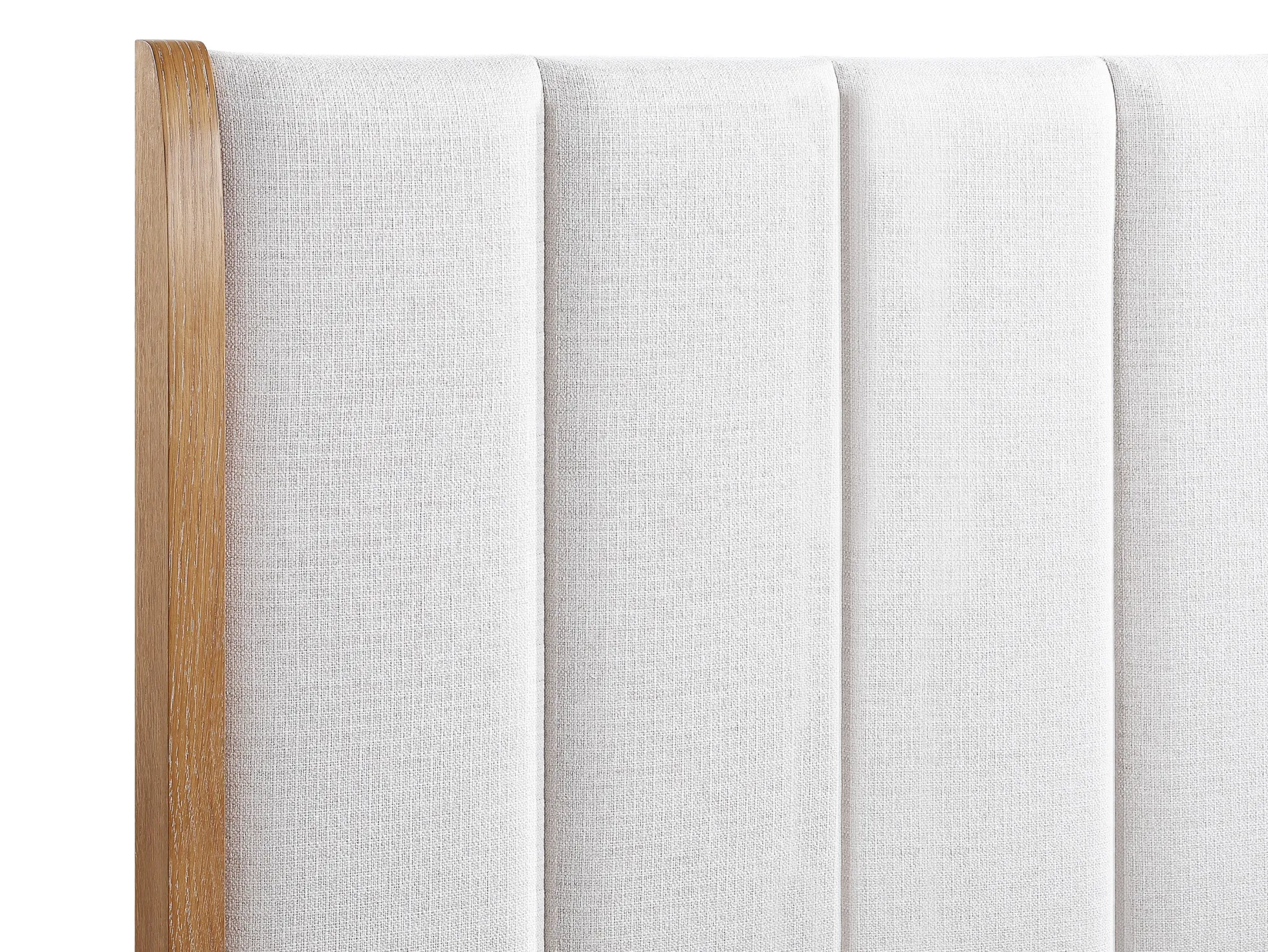 Walker Edison | Queen Upholstered Headboard with Rich Natural Wood Finish Platform