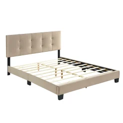 Walker Edison | Queen Velvet Platform Bed