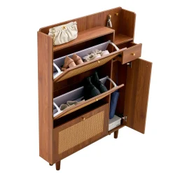 Walker Edison | Rattan Modern Minimalist Entryway Storage Cabinet