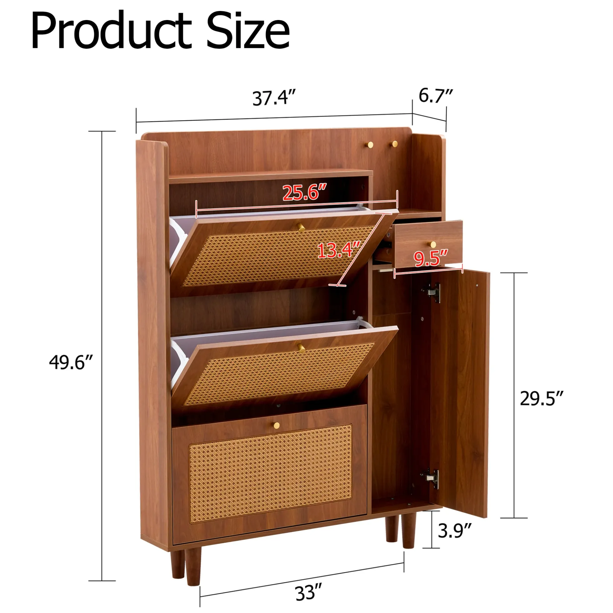 Walker Edison | Rattan Modern Minimalist Entryway Storage Cabinet