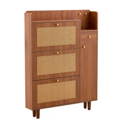 Walker Edison | Rattan Modern Minimalist Entryway Storage Cabinet