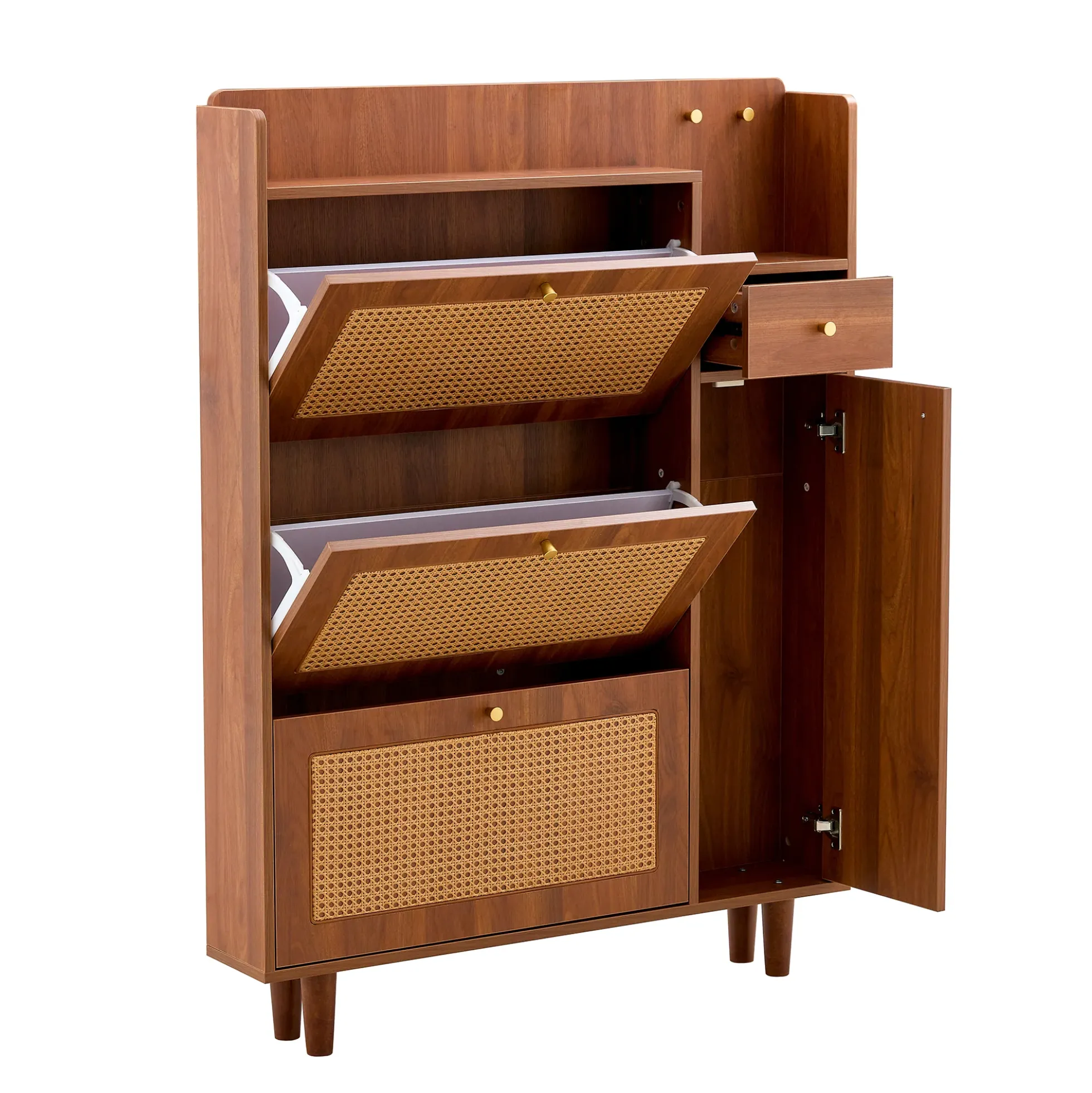 Walker Edison | Rattan Modern Minimalist Entryway Storage Cabinet