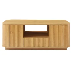 Walker Edison | Reeded Modern Curve Design Storage Coffee Table