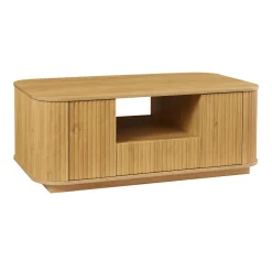 Walker Edison | Reeded Modern Curve Design Storage Coffee Table