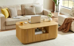 Walker Edison | Reeded Modern Curve Design Storage Coffee Table