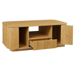 Walker Edison | Reeded Modern Curve Design Storage Coffee Table
