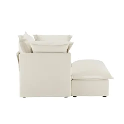 Walker Edison | Removable Slipcovered Accent Chair with Ottoman