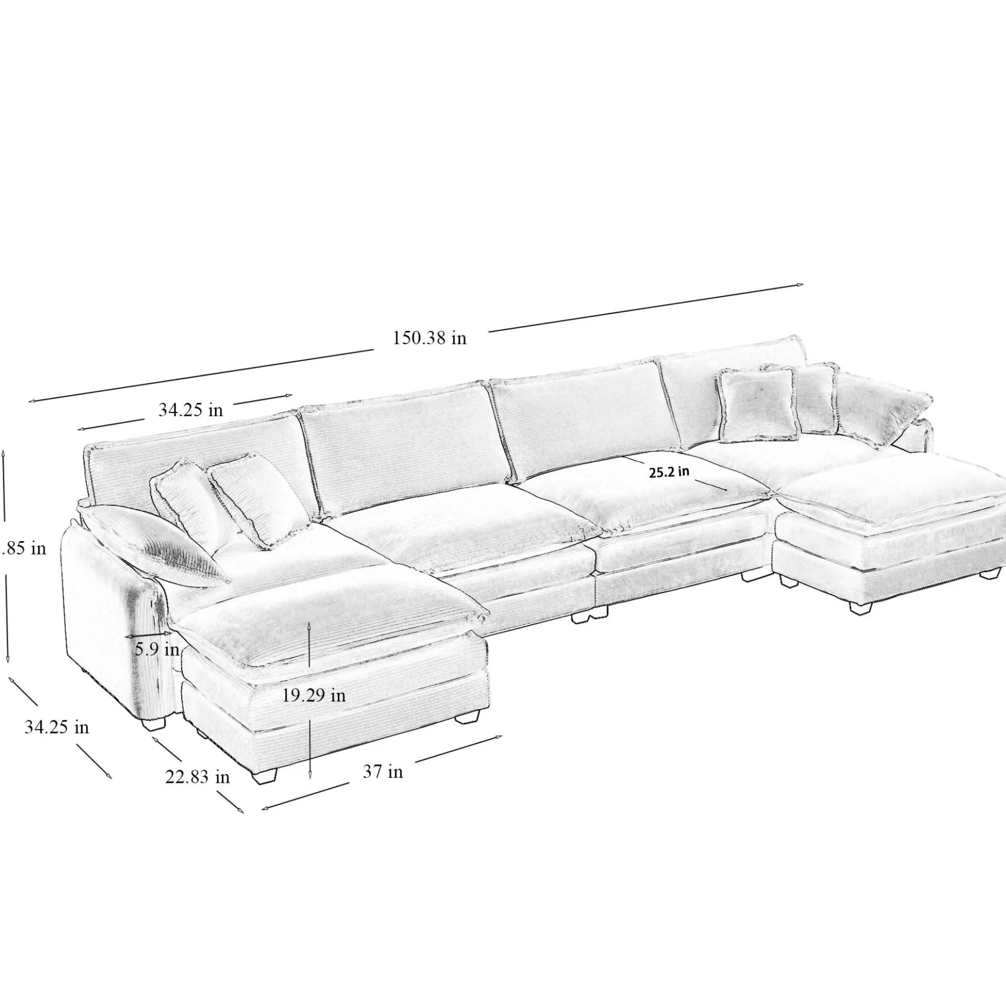 Walker Edison | Retro Chic: Corduroy Couch Cloud Modular Sofa Design