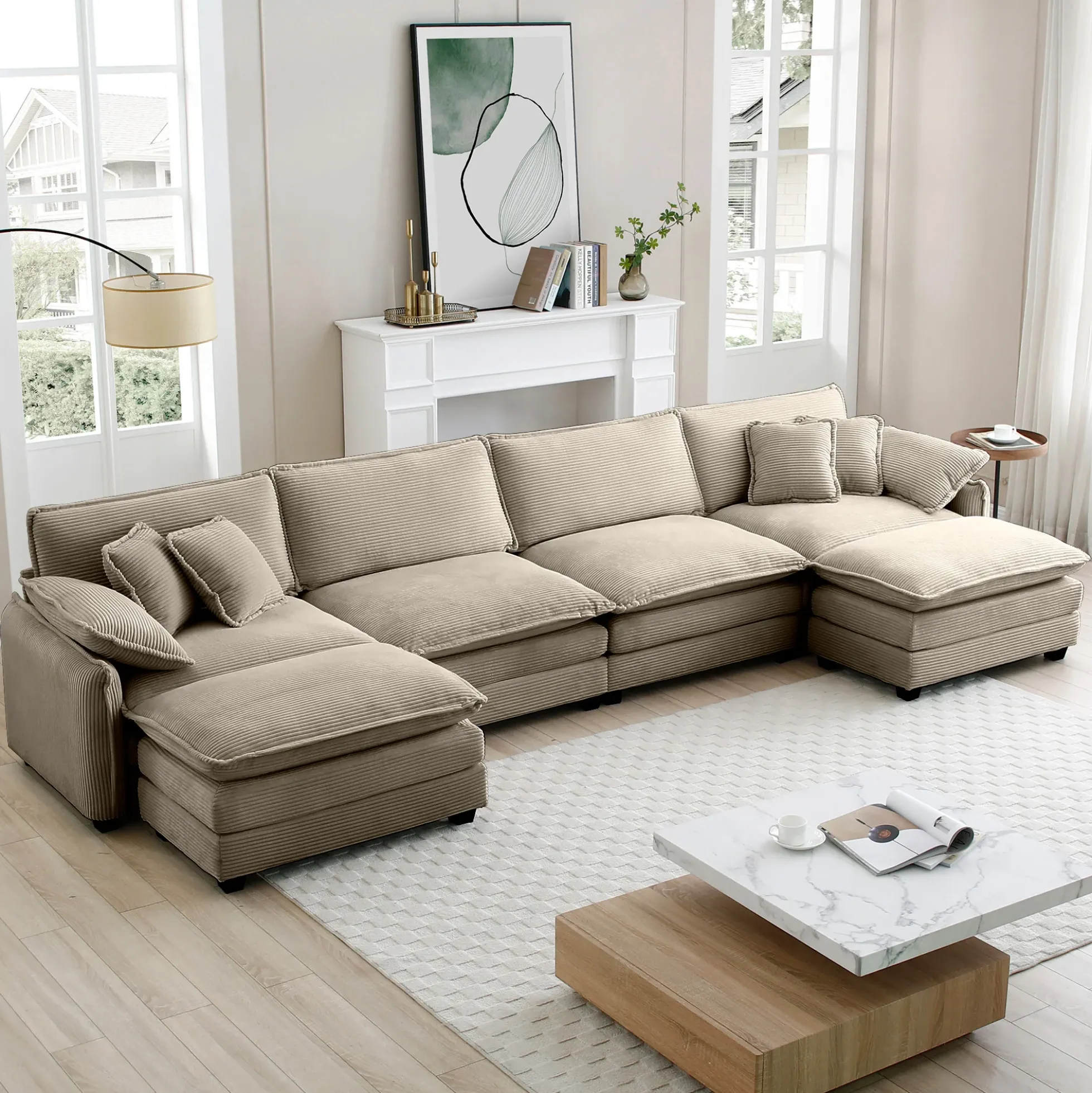 Walker Edison | Retro Chic: Corduroy Couch Cloud Modular Sofa Design