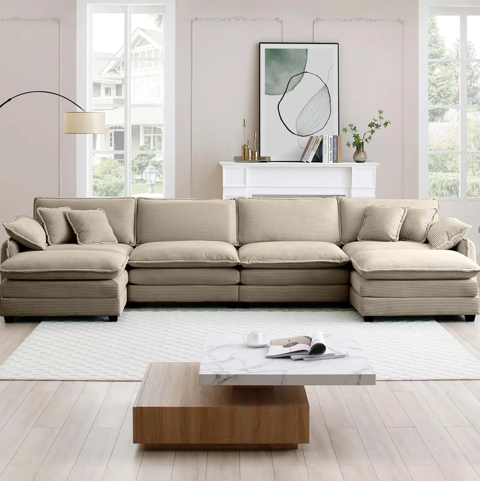 Walker Edison | Retro Chic: Corduroy Couch Cloud Modular Sofa Design
