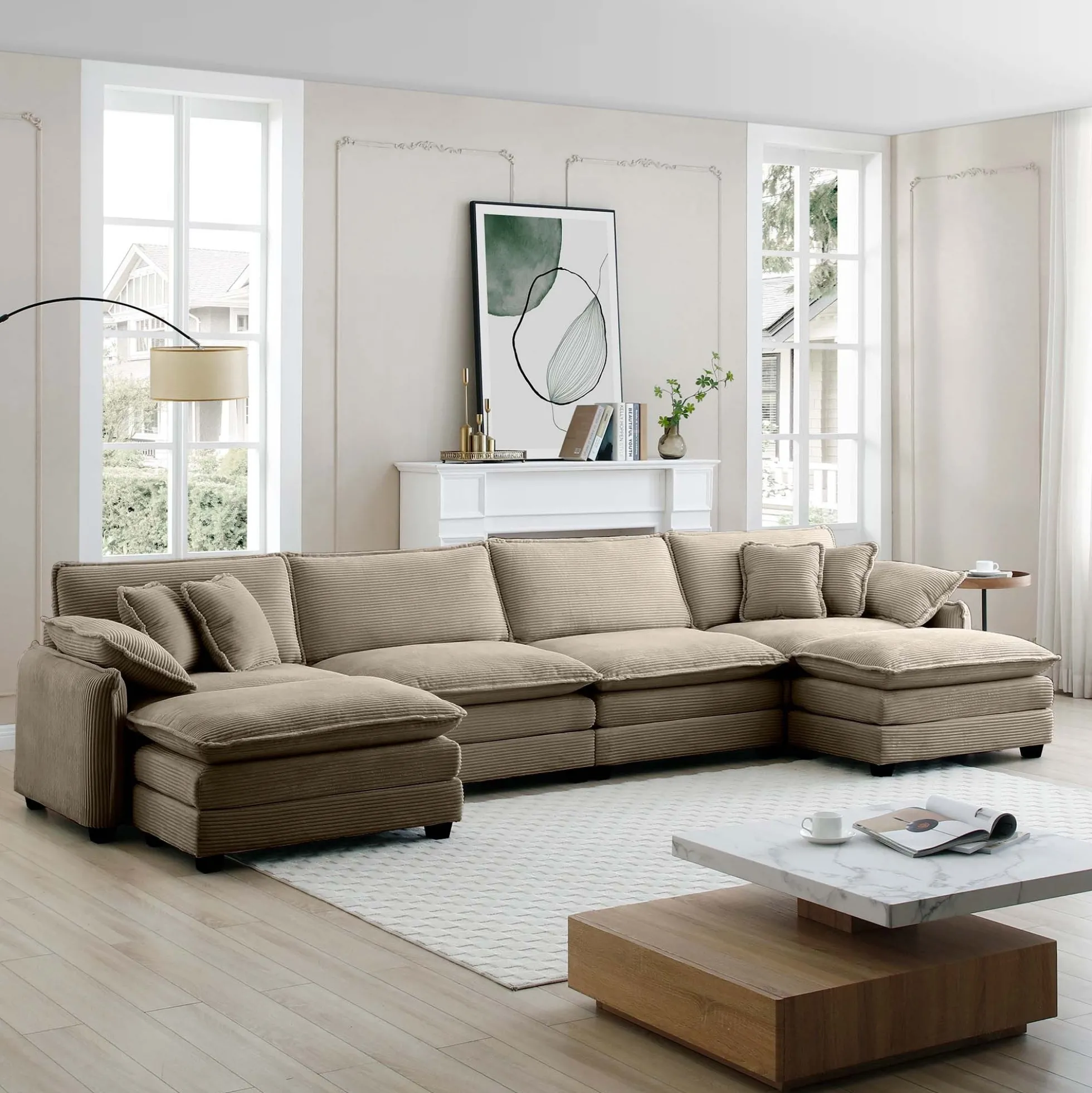 Walker Edison | Retro Chic: Corduroy Couch Cloud Modular Sofa Design