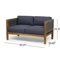 Walker Edison | Rope Design Outdoor Teak Loveseat Set