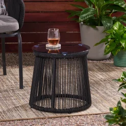 Walker Edison | Rope Weaving Design Outdoor Side Table