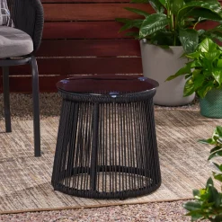 Walker Edison | Rope Weaving Design Outdoor Side Table