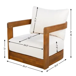Walker Edison | Set of 2 Premium Acacia Wood Curve Design Outdoor Club Chairs