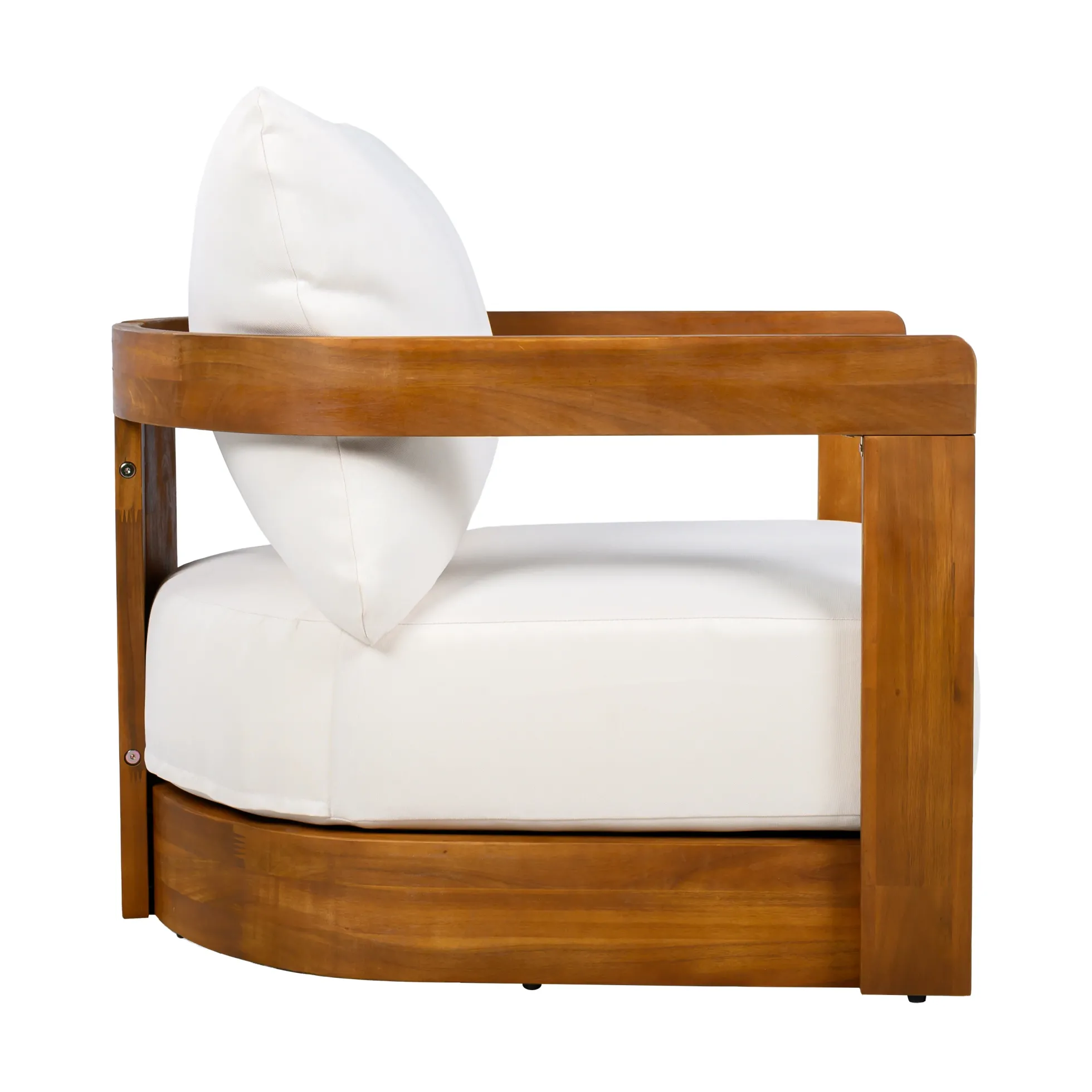 Walker Edison | Set of 2 Premium Acacia Wood Curve Design Outdoor Club Chairs