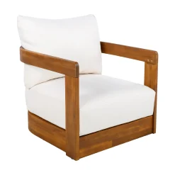 Walker Edison | Set of 2 Premium Acacia Wood Curve Design Outdoor Club Chairs