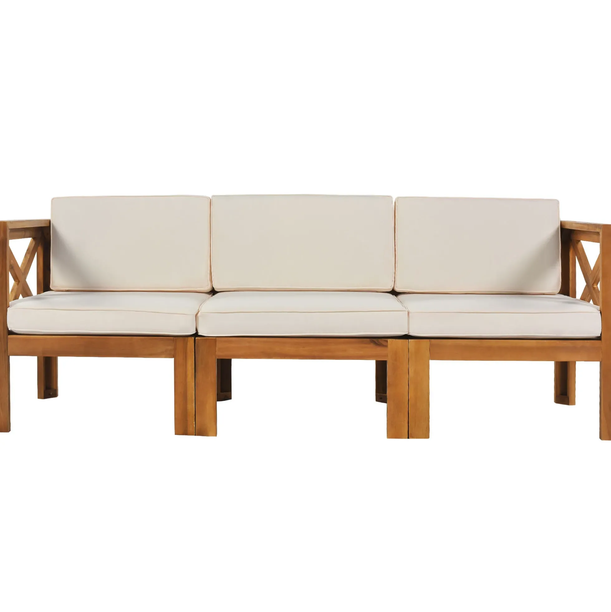 Walker Edison | Sleek Modular Wood Outdoor Patio 5-Piece Sectional Sofa Set