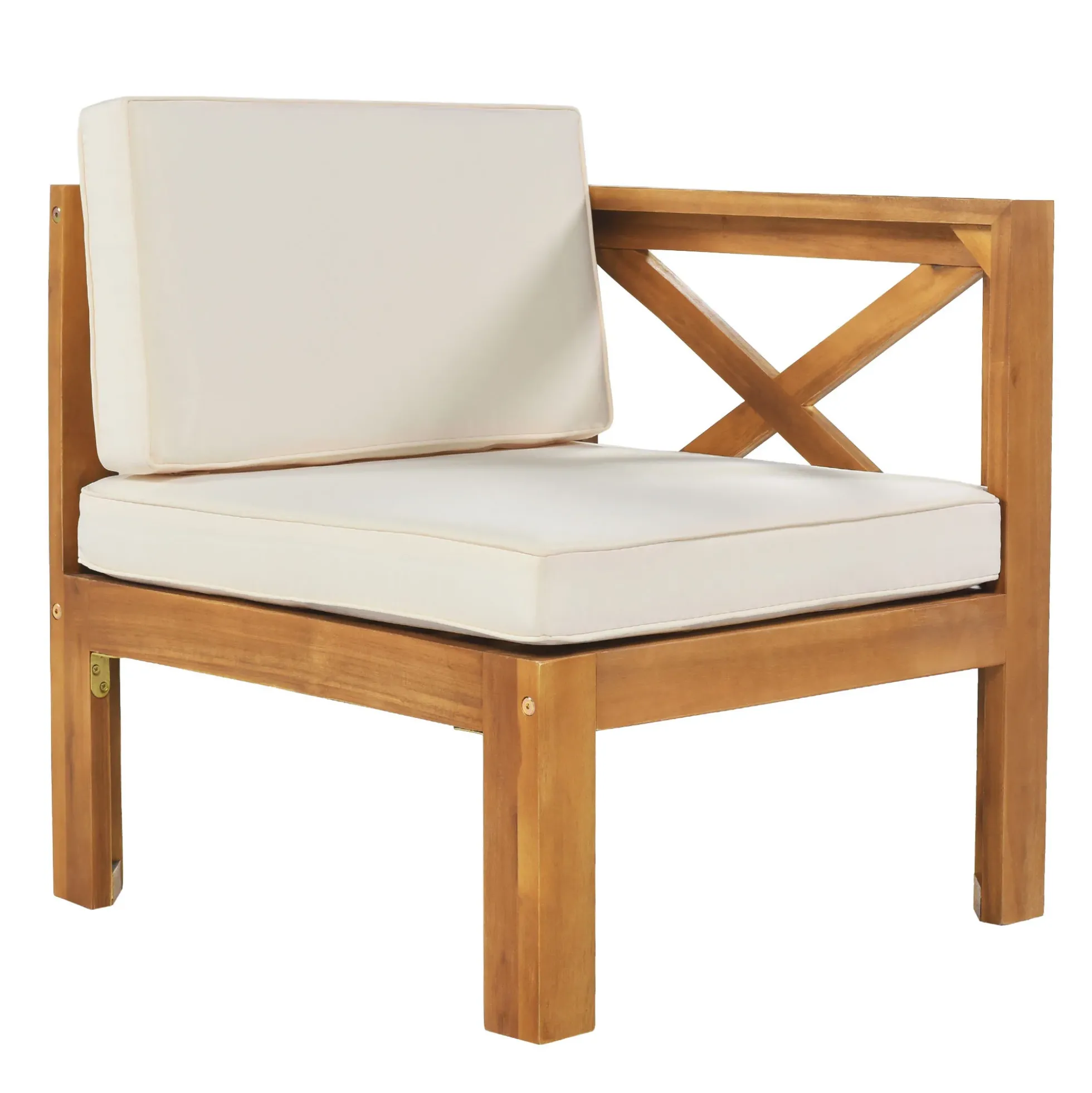 Walker Edison | Sleek Modular Wood Outdoor Patio 5-Piece Sectional Sofa Set