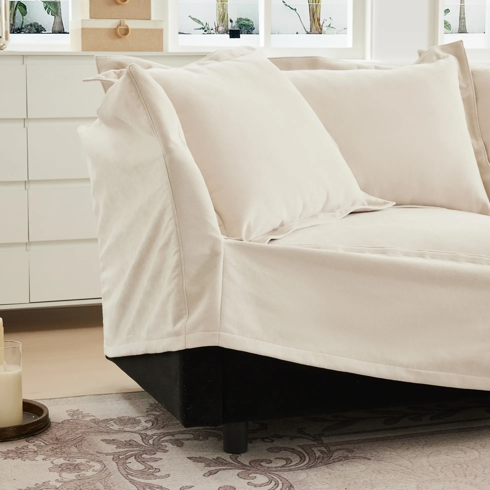 Walker Edison | Slip-covered Deep Seat Comfy Accent Chair