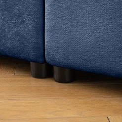Walker Edison | Stylish Blue Chenille Loveseat Sofa with Ottoman Storage Seat