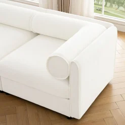 Walker Edison | Stylish Modern Chenille Loveseat Sofa with Ottoman Storage