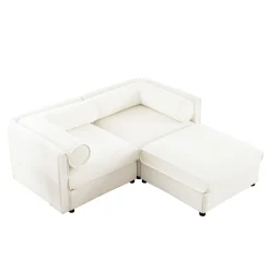 Walker Edison | Stylish Modern Chenille Loveseat Sofa with Ottoman Storage