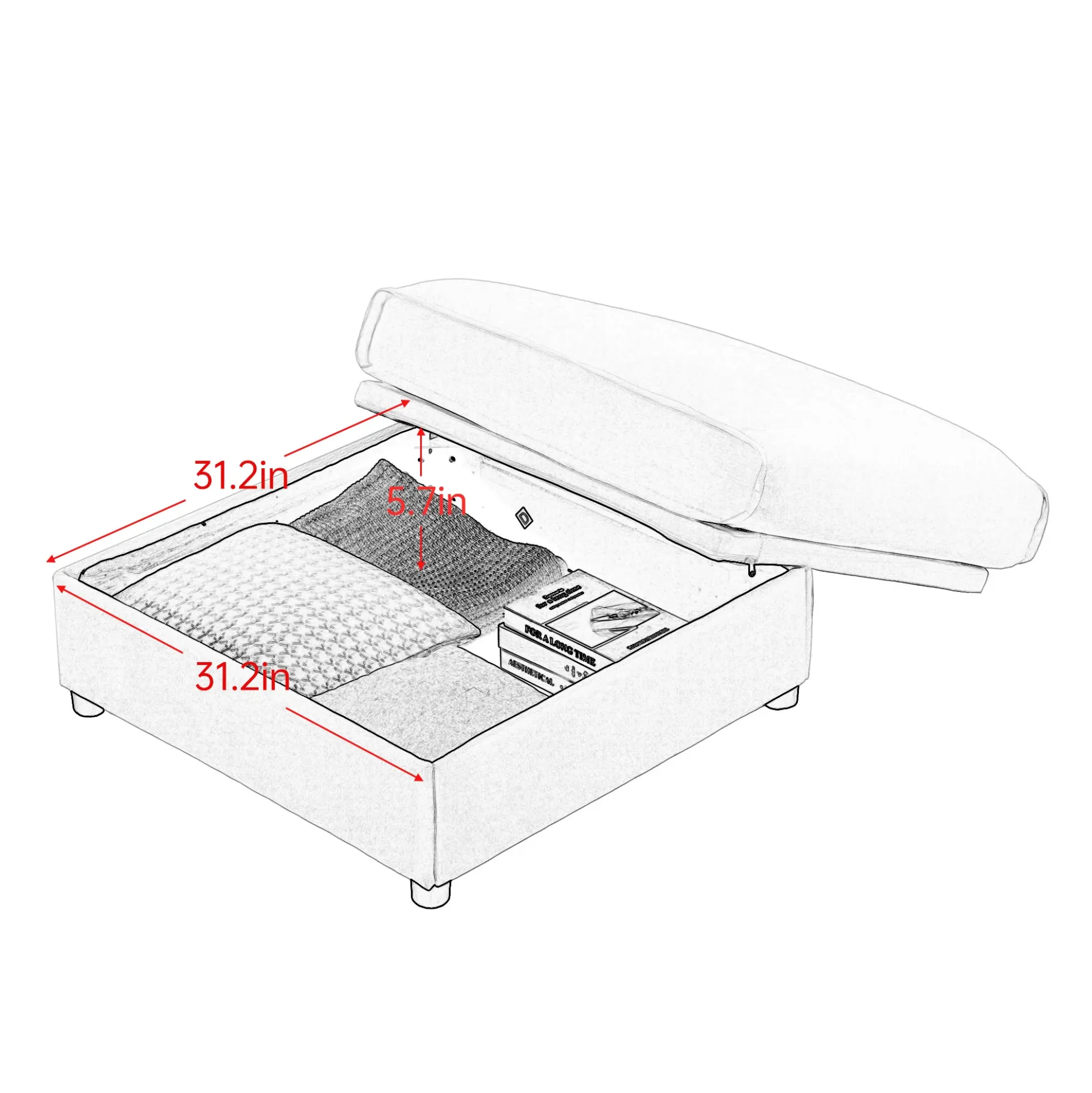 Walker Edison | Stylish Modern Chenille Loveseat Sofa with Ottoman Storage