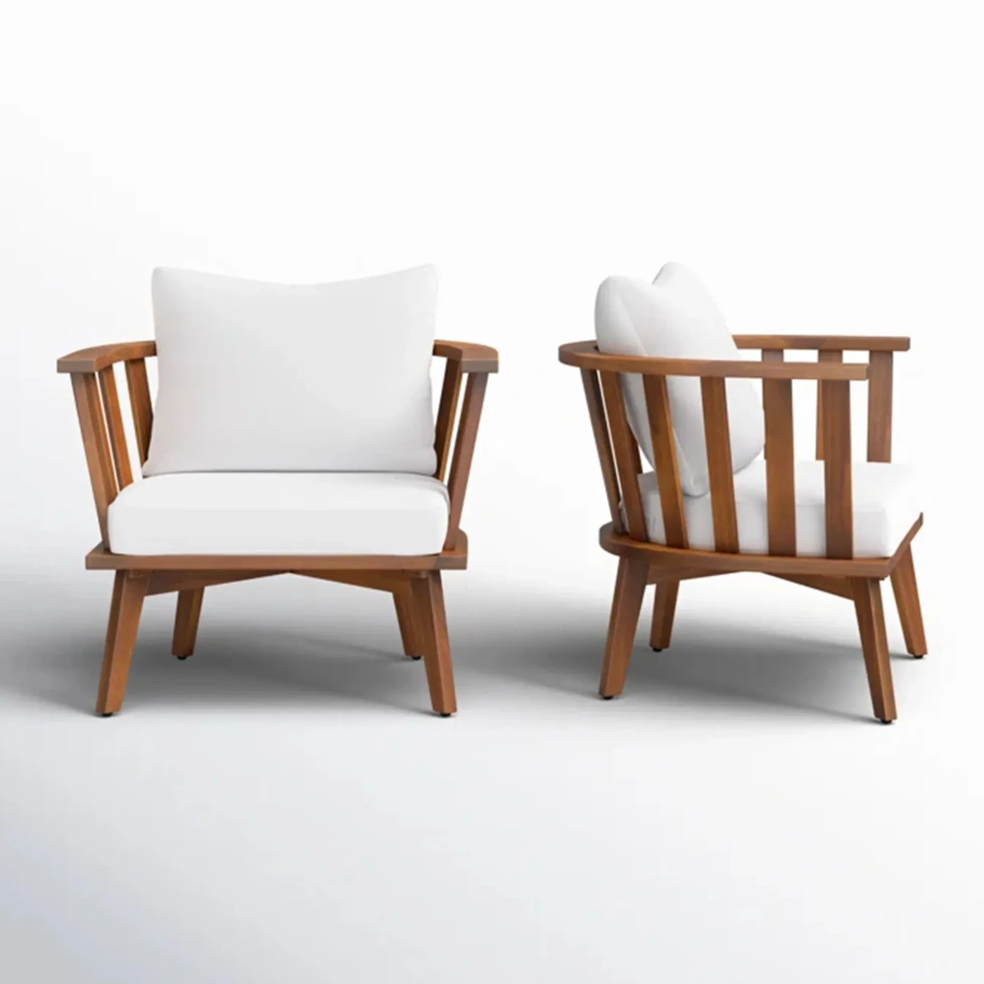Walker Edison | Teak Acacia Wood Outdoor Patio Club Chair Set of 2