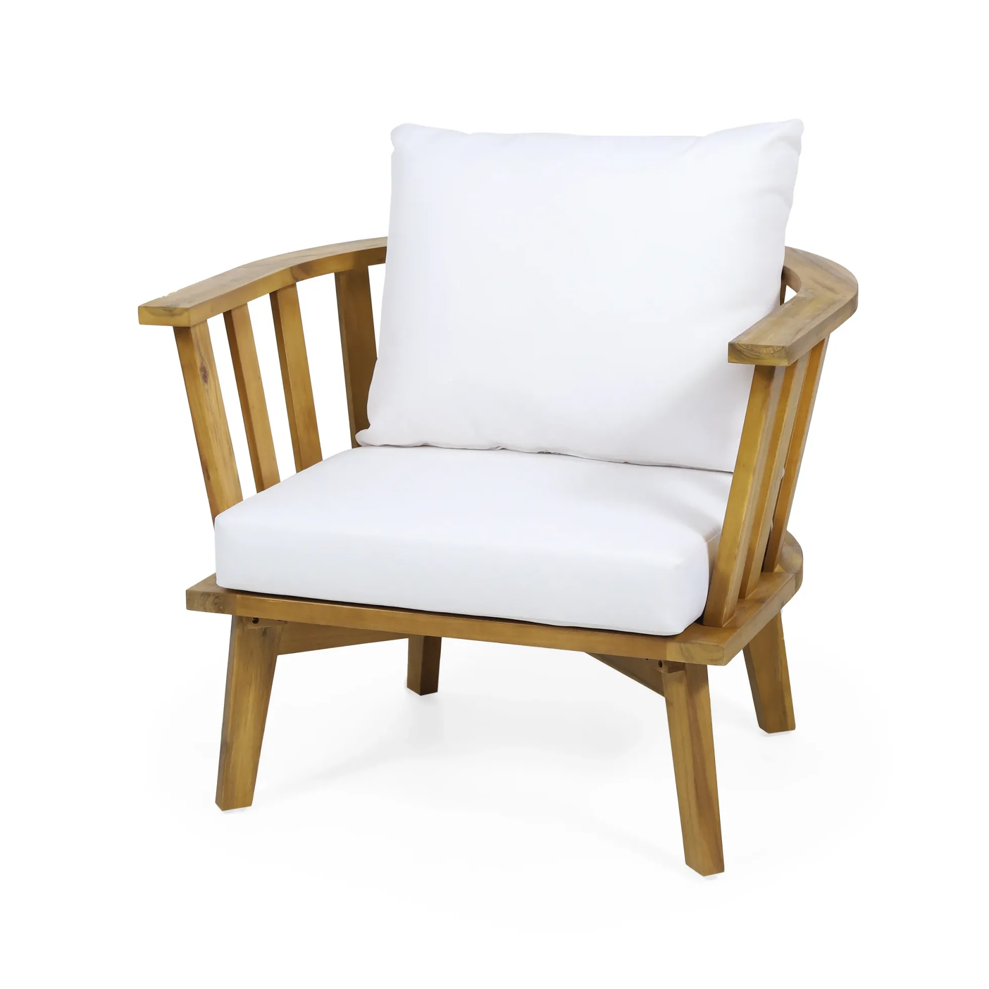 Walker Edison | Teak Acacia Wood Outdoor Patio Club Chair Set of 2