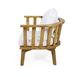Walker Edison | Teak Acacia Wood Outdoor Patio Club Chair Set of 2