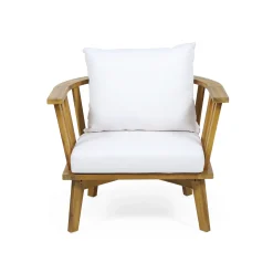 Walker Edison | Teak Acacia Wood Outdoor Patio Club Chair Set of 2
