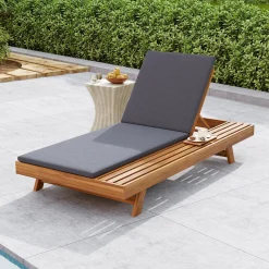 Walker Edison | Teak Lounge Chaise Sunbed