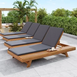 Walker Edison | Teak Lounge Chaise Sunbed