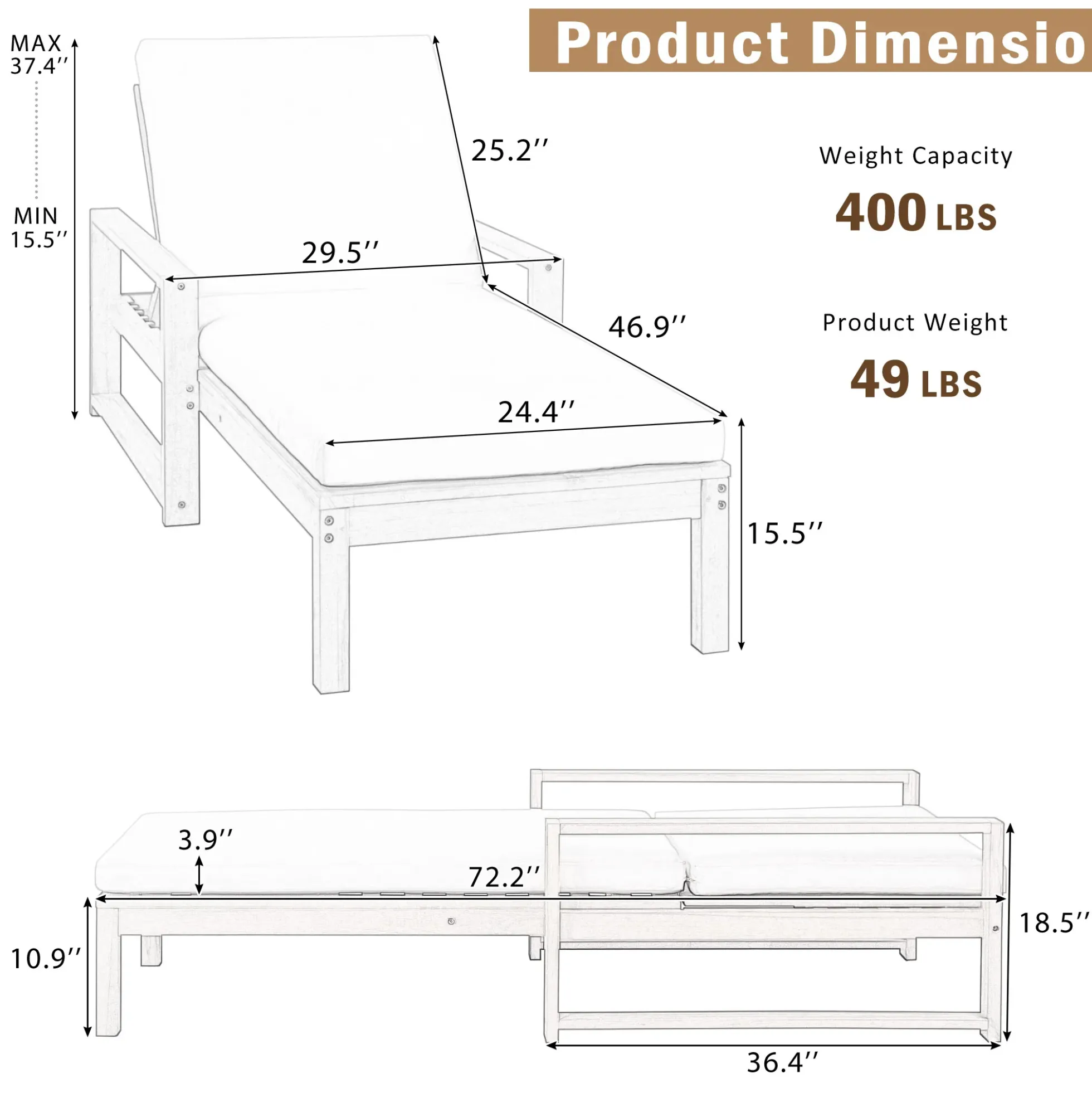Walker Edison | Teak Outdoor Lounge Chairs Set of 2