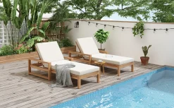 Walker Edison | Teak Outdoor Lounge Chairs Set of 2
