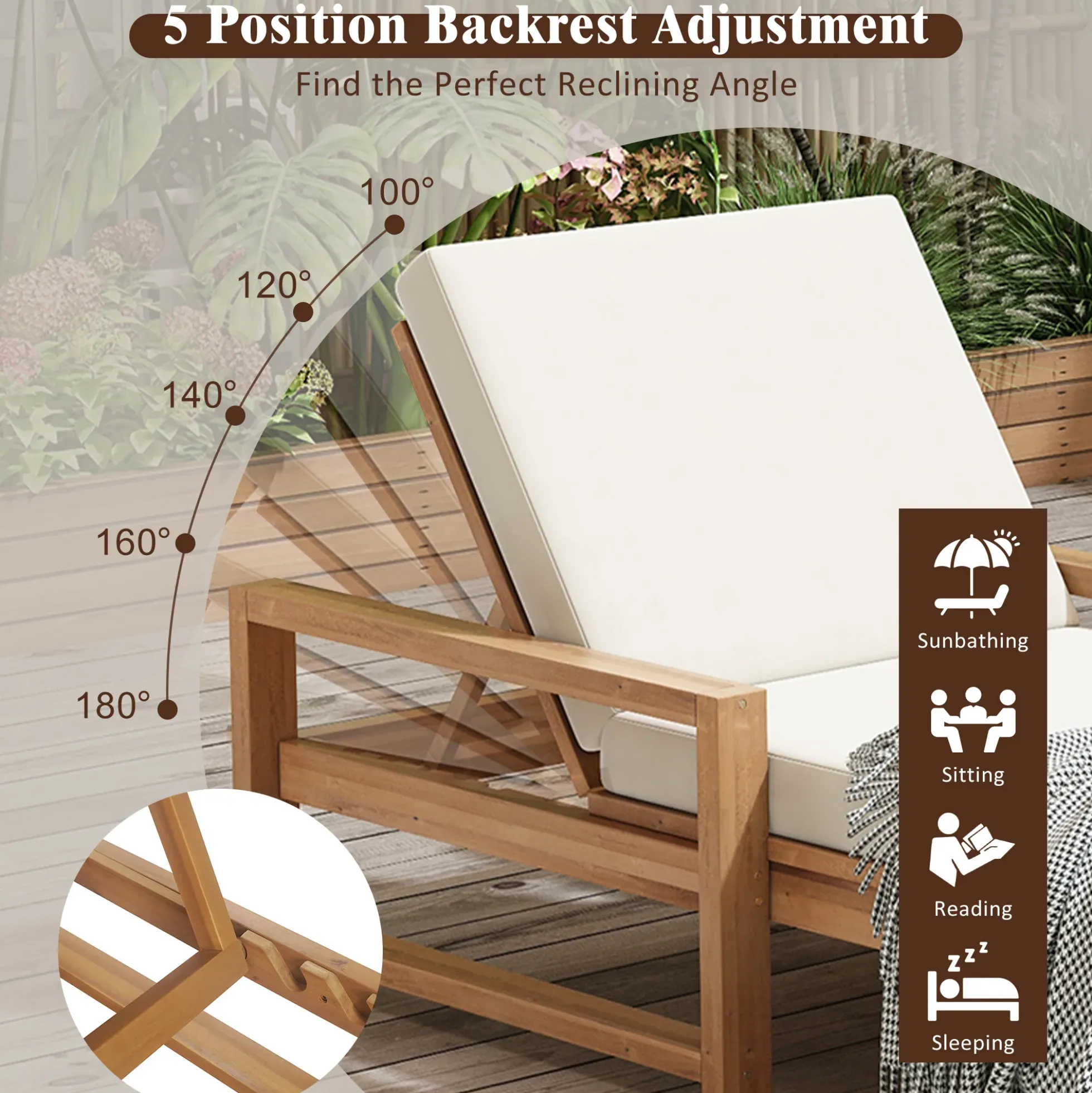 Walker Edison | Teak Outdoor Lounge Chairs Set of 2
