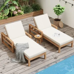 Walker Edison | Teak Outdoor Lounge Chairs Set of 2