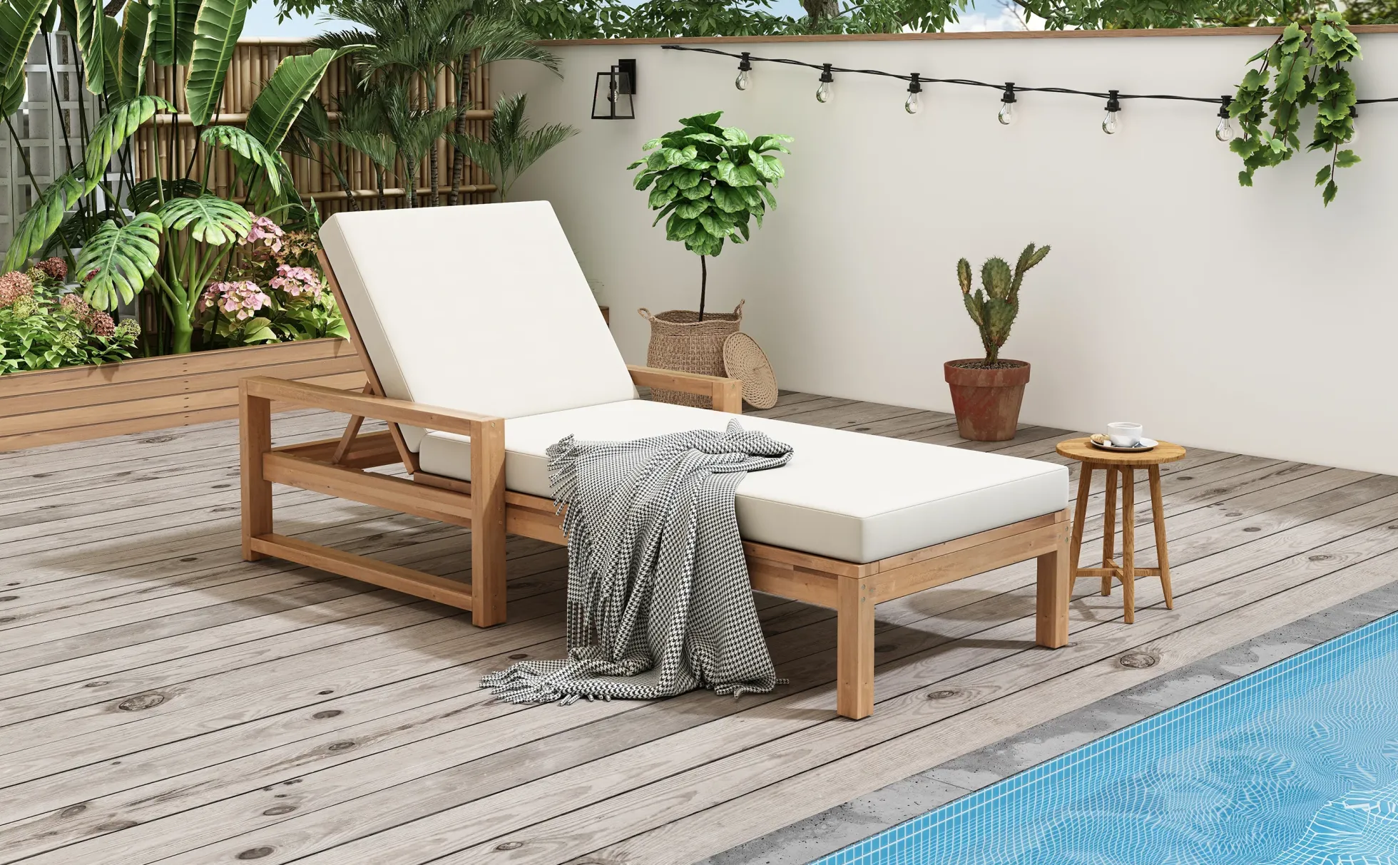 Walker Edison | Teak Outdoor Lounge Chairs Set of 2
