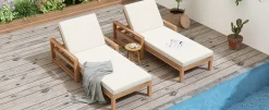 Walker Edison | Teak Outdoor Lounge Chairs Set of 2