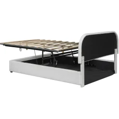Walker Edison | Teddy Full Size Upholstered Platform Bed with Hydraulic Storage