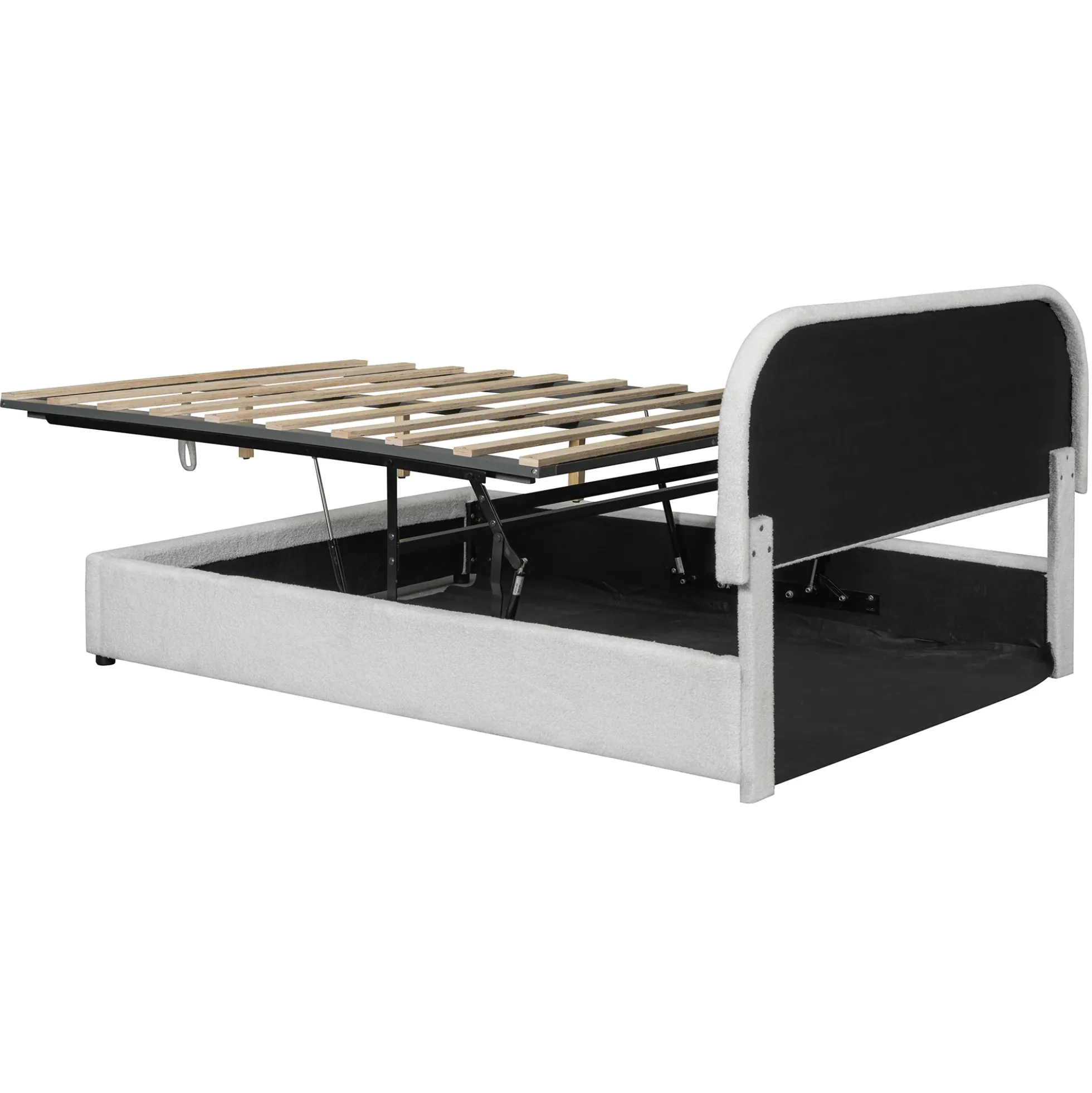 Walker Edison | Teddy Full Size Upholstered Platform Bed with Hydraulic Storage