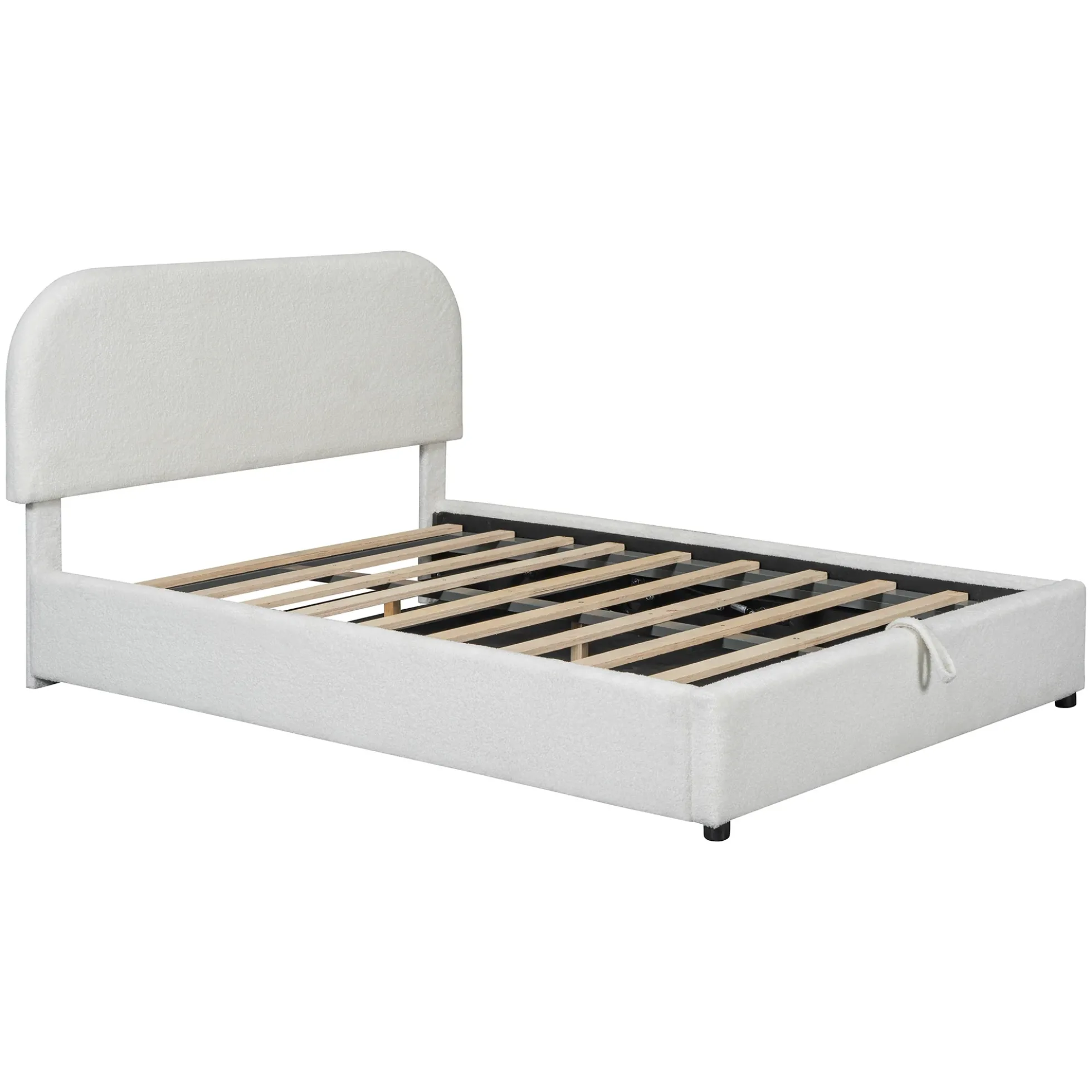 Walker Edison | Teddy Full Size Upholstered Platform Bed with Hydraulic Storage