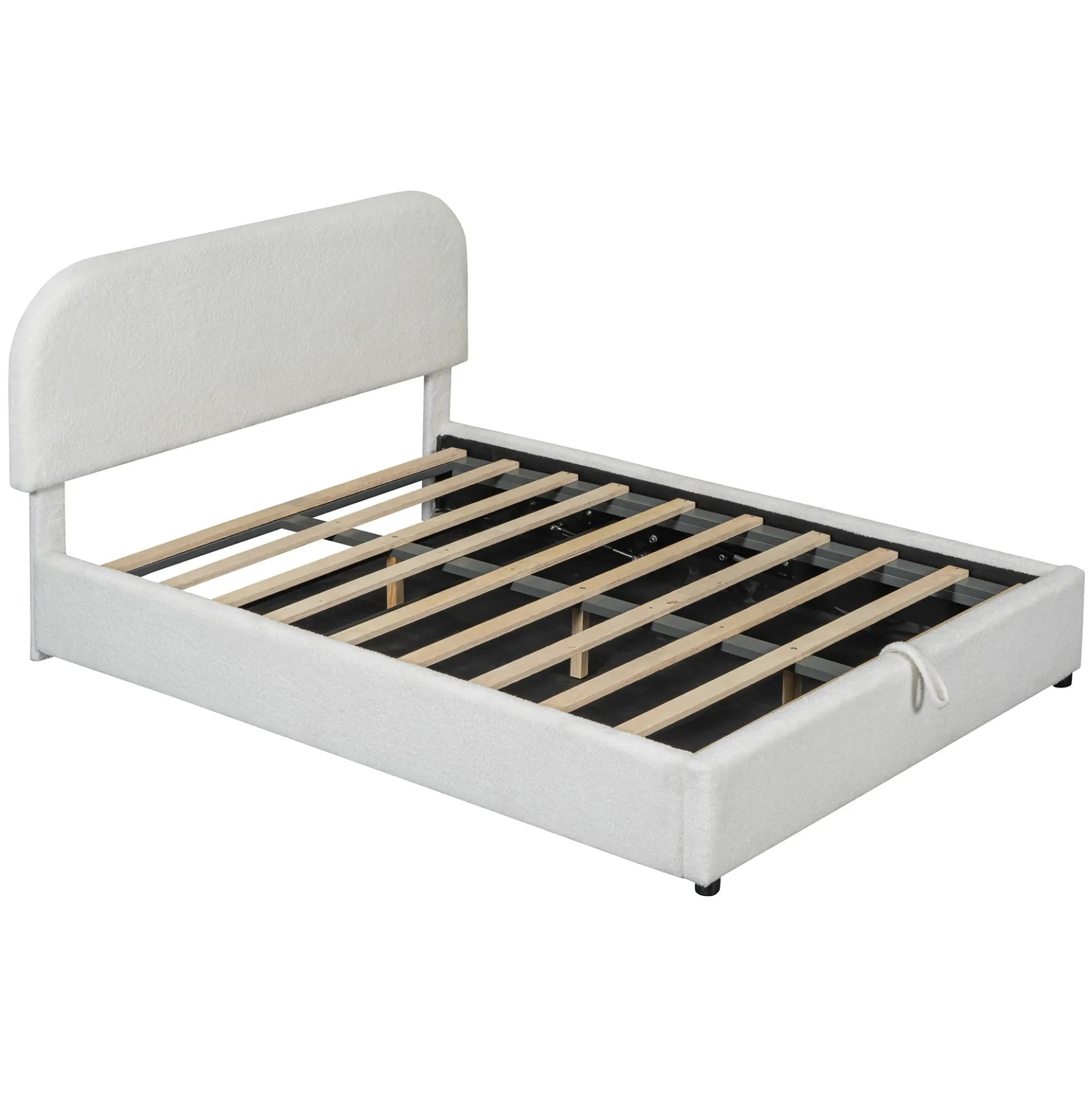 Walker Edison | Teddy Full Size Upholstered Platform Bed with Hydraulic Storage