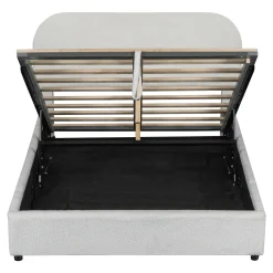 Walker Edison | Teddy Full Size Upholstered Platform Bed with Hydraulic Storage