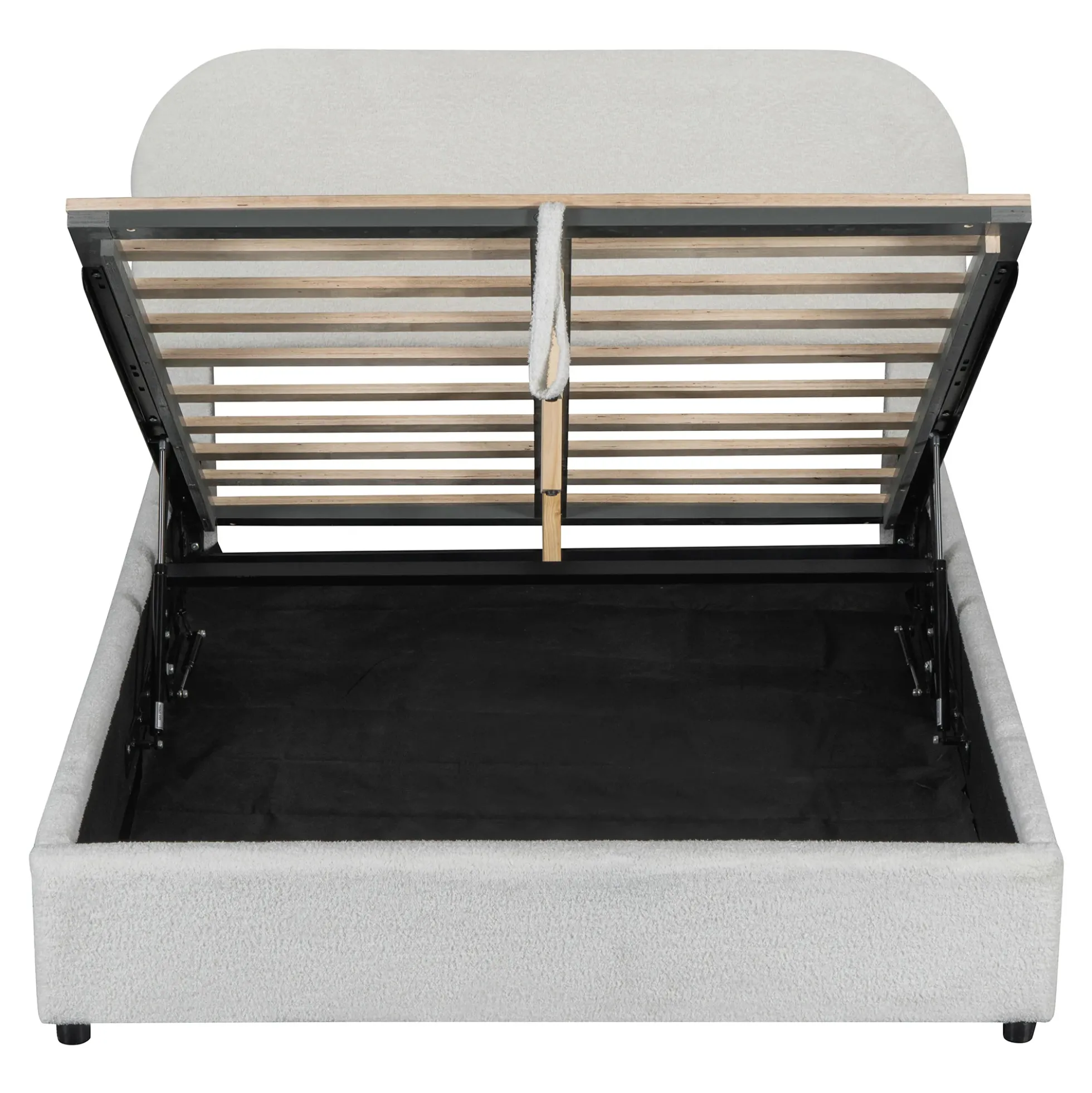 Walker Edison | Teddy Full Size Upholstered Platform Bed with Hydraulic Storage